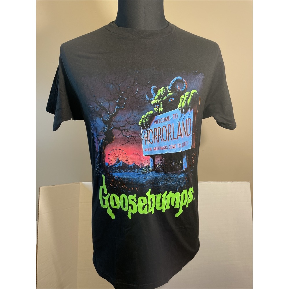 Goosebumps Welcome to Horrorland Black Graphic Cotton T-shirt Mens Size Small